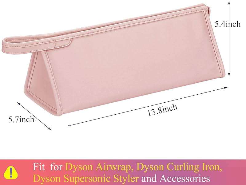 BAGCRAZY Pu Leather Travel Case Compatible with Dyson Airwrap Styler, Portable Waterproof Organizer Bag for Shark FlexStyle Attachments Storage, Pink - Image 2