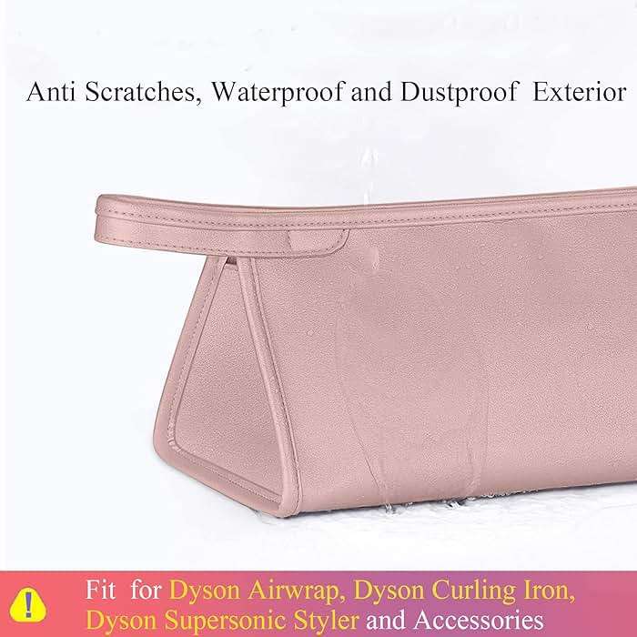 BAGCRAZY Pu Leather Travel Case Compatible with Dyson Airwrap Styler, Portable Waterproof Organizer Bag for Shark FlexStyle Attachments Storage, Pink - Image 5