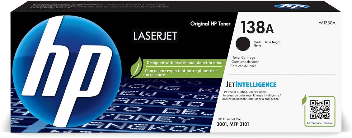 HP 138A Black Toner Cartridge | Works with HP LaserJet Pro 3001 Series, HP LaserJet Pro MFP 3101 Series | W1380A - Image 1