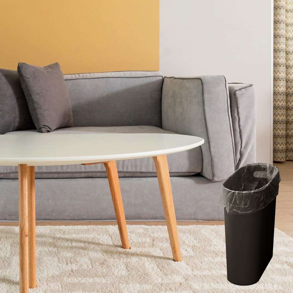 ROYFACC Small Trash Can Plastic Bathroom Wastebasket 3.2 Gallon Slim Garbage Container Bin with Handle for Home Kitchen Bathroom Bedroom Office, 2 Pack (Brown) - Image 2