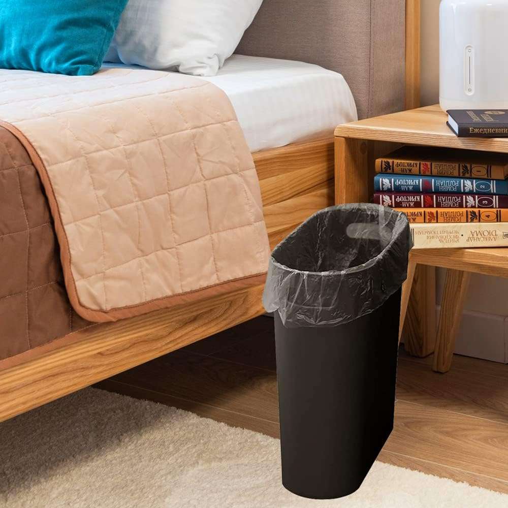 ROYFACC Small Trash Can Plastic Bathroom Wastebasket 3.2 Gallon Slim Garbage Container Bin with Handle for Home Kitchen Bathroom Bedroom Office, 2 Pack (Brown) - Image 6