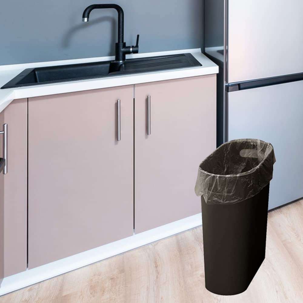 ROYFACC Small Trash Can Plastic Bathroom Wastebasket 3.2 Gallon Slim Garbage Container Bin with Handle for Home Kitchen Bathroom Bedroom Office, 2 Pack (Brown) - Image 7