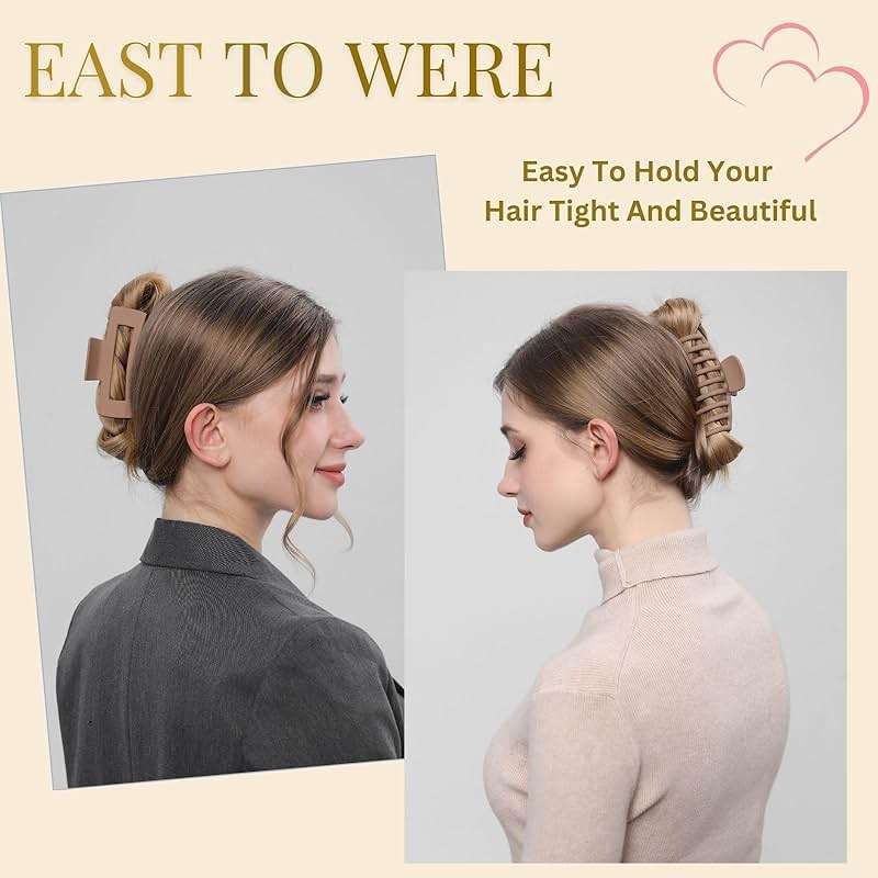 LuSeren Hair Clips for Women 4.3 Inch Large Hair Claw Clips for Women Thin Thick Curly Hair, Big Matte Banana Clips,Strong Hold jaw clips,Neutral Colors - Image 3
