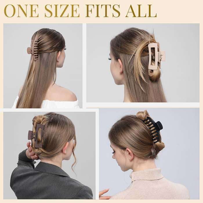 LuSeren Hair Clips for Women 4.3 Inch Large Hair Claw Clips for Women Thin Thick Curly Hair, Big Matte Banana Clips,Strong Hold jaw clips,Neutral Colors - Image 4