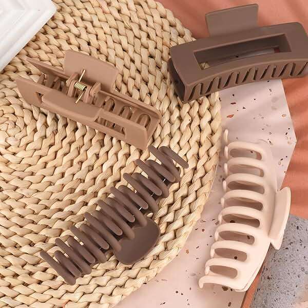 LuSeren Hair Clips for Women 4.3 Inch Large Hair Claw Clips for Women Thin Thick Curly Hair, Big Matte Banana Clips,Strong Hold jaw clips,Neutral Colors - Image 7
