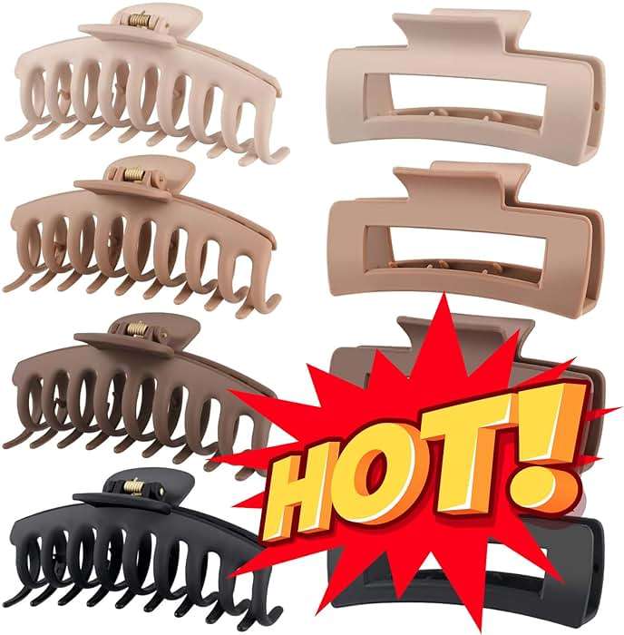 LuSeren Hair Clips for Women 4.3 Inch Large Hair Claw Clips for Women Thin Thick Curly Hair, Big Matte Banana Clips,Strong Hold jaw clips,Neutral Colors - Image 9