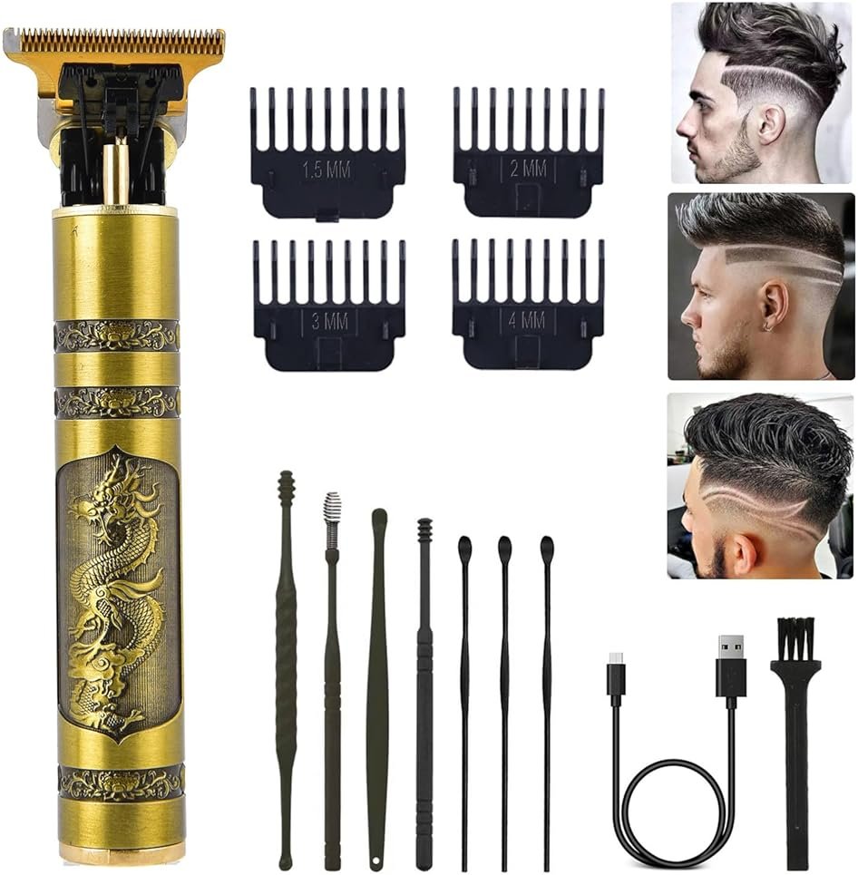 PXLISIE Professional Cordless Hair Trimmer, T-Blade Clippers for Men, Zero Gapped Rechargeable Beard Trimmer, Hair Cutting Kit With Guide Combs, Ear Spoon Tool Set - Product Image