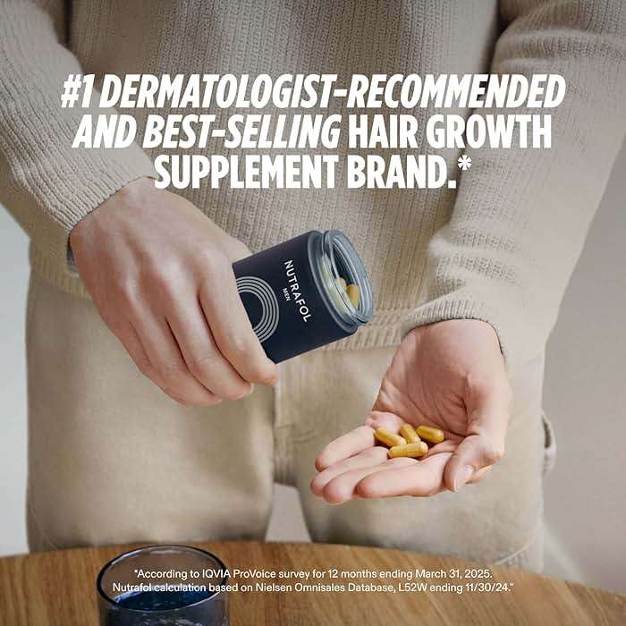 Nutrafol Men's Hair Growth Supplements, Clinically Tested for Visibly Thicker Hair and Scalp Coverage, Dermatologist Recommended - 2 Month Supply, 2 Refill Pouches - Image 2