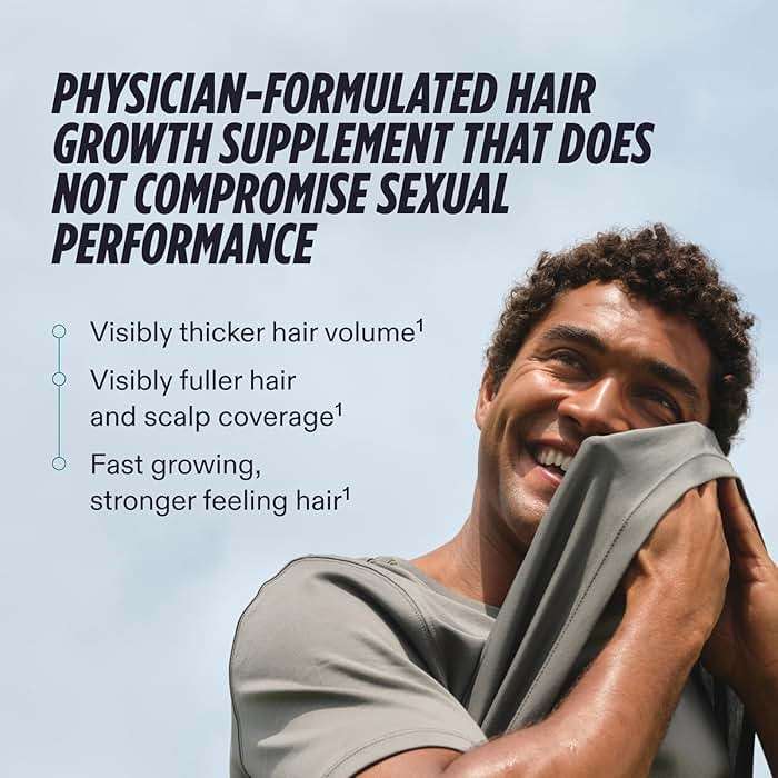Nutrafol Men's Hair Growth Supplements, Clinically Tested for Visibly Thicker Hair and Scalp Coverage, Dermatologist Recommended - 2 Month Supply, 2 Refill Pouches - Image 3