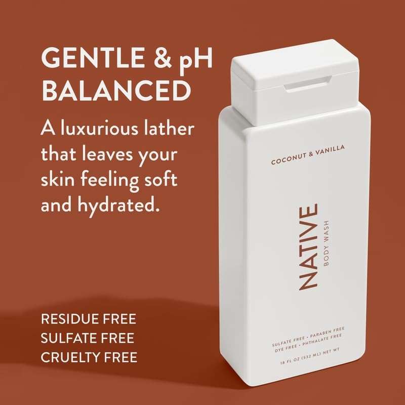Native Body Wash Contains Naturally Derived Ingredients | for Women & Men, Sulfate, Paraben, & Dye Free Leaving Skin Soft & Hydrated |Coconut & Vanilla, Lavender Rose, & Cucumber Mint, 18 oz Pack of 3 - Image 2