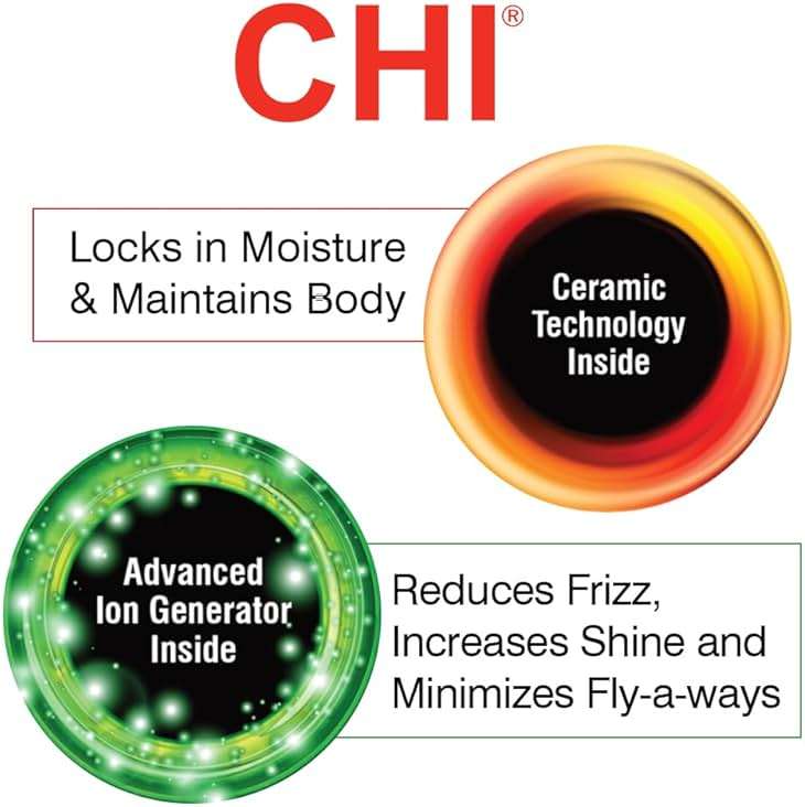 CHI 3-in-1 Round Blowout Brush, Hair Dryer Brush for Smooth, Frizz-Free Hair, 3 Interchangeable Brush Heads & Adjustable Heat Settings - Image 5