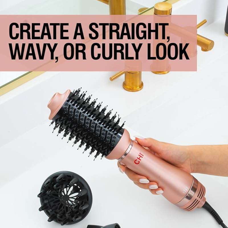 CHI Volumizer 4-in-1 Blowout Brush, Hair Dryer for Smooth, Silky & Shiny Hair, Four Interchangeable Attachments for Versatile Styling, Rose Gold - Image 5