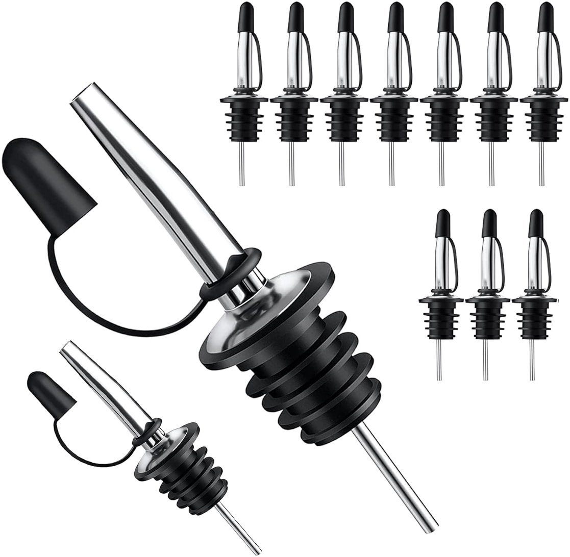 Pafusen 12 Pack Liquor Pour Spout With Dust Caps - Bottle Pourers for Alcohol, Olive Oil - Speed Pourers, Bar Bartender Accessories - Product Image