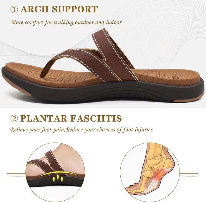 COFACE Womens Fashion Orthotic Flip Flops Ladies Slip On Lightweight Athletic Yoga Mat Cushion Thong Sandals With Comfortable Plantar Fasciitis Arch Support - Image 3