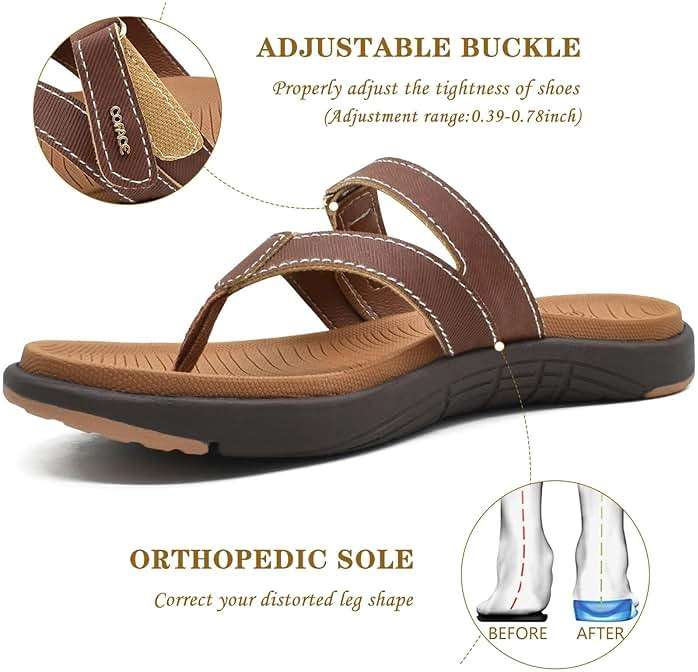 COFACE Womens Fashion Orthotic Flip Flops Ladies Slip On Lightweight Athletic Yoga Mat Cushion Thong Sandals With Comfortable Plantar Fasciitis Arch Support - Image 4