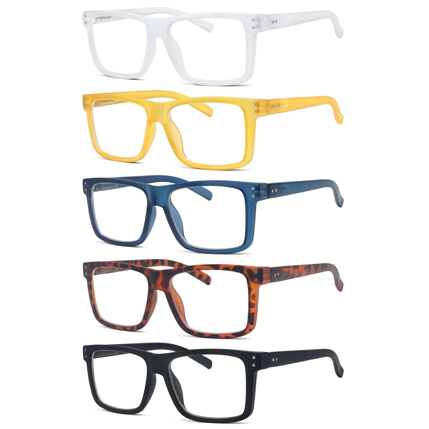 Eyekepper 5-pack Oversized Reading Glasses Square Large Frame Readers for Men and Women +1.50 | Large Frame Reading Glasses in Fun Colors, Clear Lens Ideal for Daily Reading, Durable Readers with Spring Hinges for Comfort - Image 1