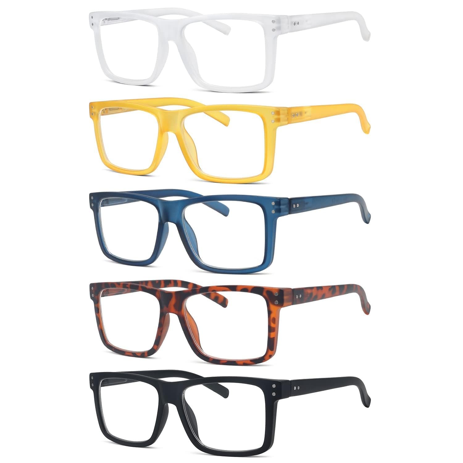 Eyekepper 5-pack Oversized Reading Glasses Square Large Frame Readers for Men and Women +1.50 | Large Frame Reading Glasses in Fun Colors, Clear Lens Ideal for Daily Reading, Durable Readers with Spring Hinges for Comfort - Product Image