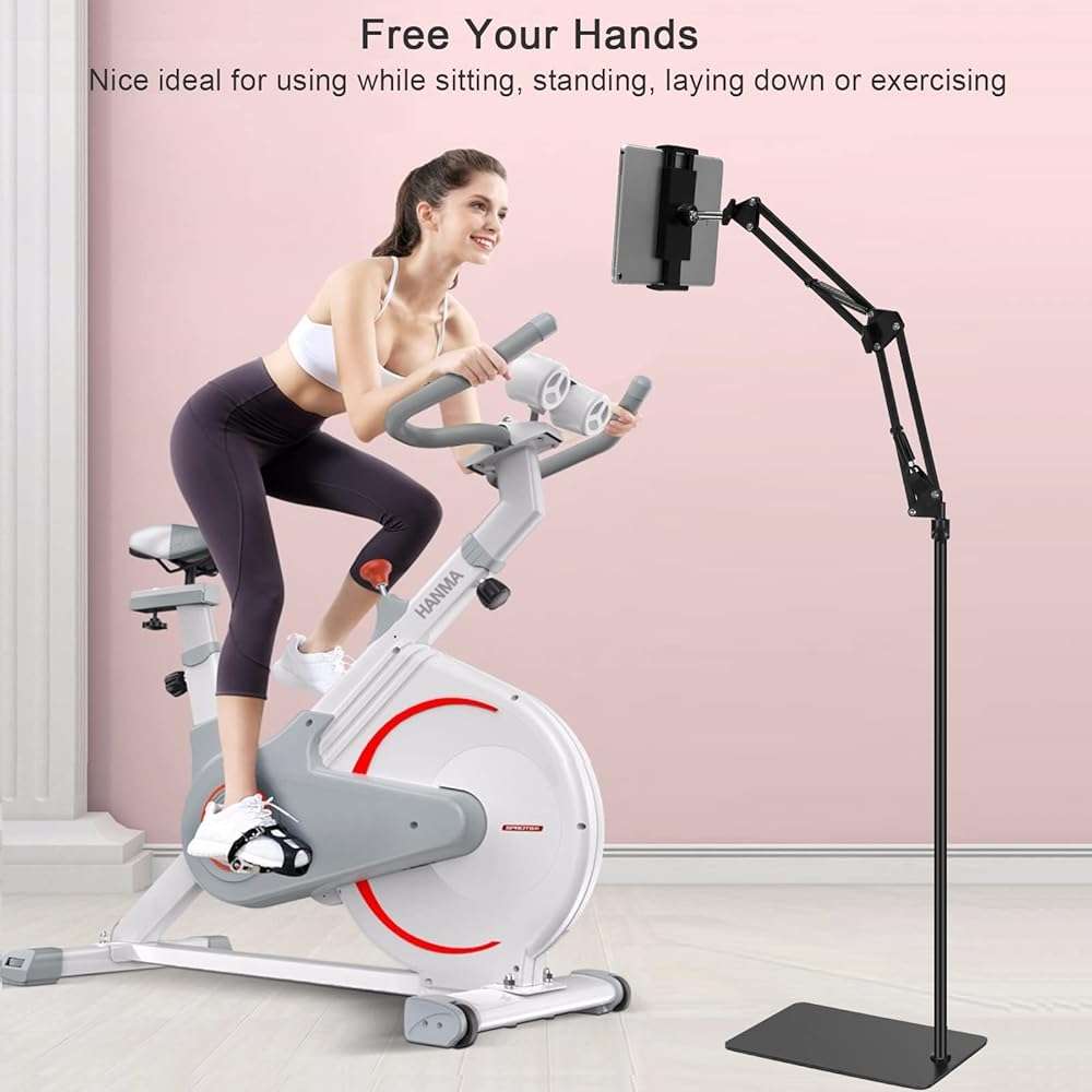SAMHOUSING Tablet Floor Stand, Adjustable Universal 360-degree Rotatable Metal Tablet Holder, Phone Stand for iPad/iPhoneX/iPad Pro or Other 4.7~12.9 Inch-Screen Devices (Black) - Image 4