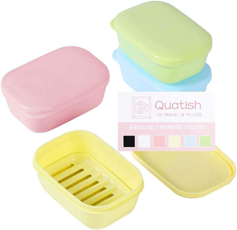Quatish 4 Pack Travel Soap Case Leakproof, Portable Travel Bar Soap Holder Container with Lid for Camping, Gym, Multicolor - Image 1