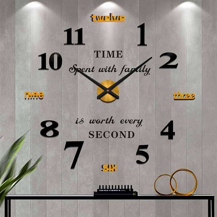 VANGOLD Giant Wall Clock for Living Room Decor, Decorative Wall Clocks Battery Operated (Gold Wall Decor) - Image 1