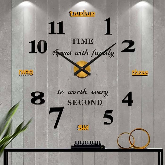 VANGOLD Giant Wall Clock for Living Room Decor, Decorative Wall Clocks Battery Operated (Gold Wall Decor) - Product Image