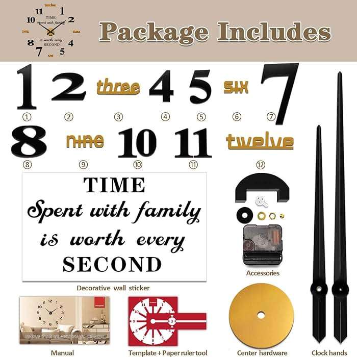 VANGOLD Giant Wall Clock for Living Room Decor, Decorative Wall Clocks Battery Operated (Gold Wall Decor) - Image 5