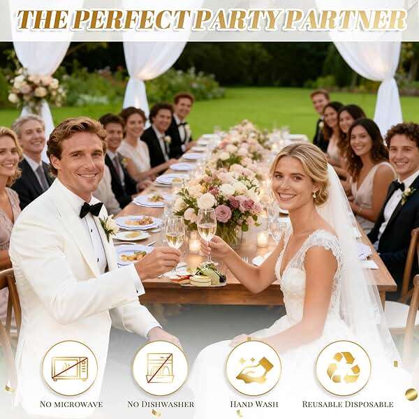 COLOSUS 60PCS White Plastic Plates-Fancy Plastic Beaded Plates,Plastic Premium Hard Plastic Plates for Party, Elegant White plates,Include10.5 Dinner plates & 8.25" Dessert plates for Mother's Day - Image 4