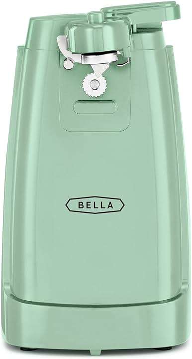 bella Electric Can Opener and Knife Sharpener, Removable Cutting Lever, Cord Storage, Stainless Steel Blade, Sage - Image 1