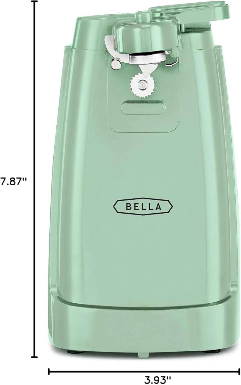 bella Electric Can Opener and Knife Sharpener, Removable Cutting Lever, Cord Storage, Stainless Steel Blade, Sage - Image 2