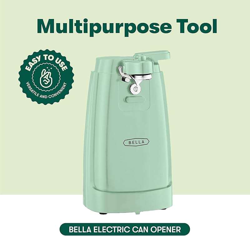 bella Electric Can Opener and Knife Sharpener, Removable Cutting Lever, Cord Storage, Stainless Steel Blade, Sage - Image 5