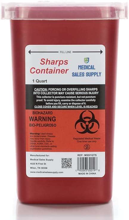 1 Quart | Biohazard Needle and Syringe Disposal Sharps Container with Flip Lid | for Diabetics - Pack of 2 - Image 2