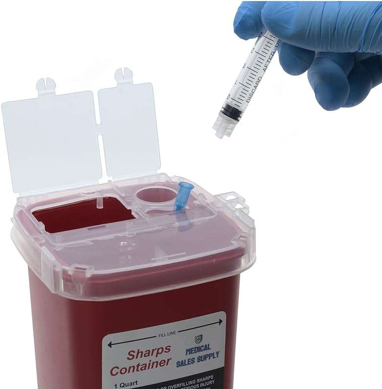 1 Quart | Biohazard Needle and Syringe Disposal Sharps Container with Flip Lid | for Diabetics - Pack of 2 - Image 4