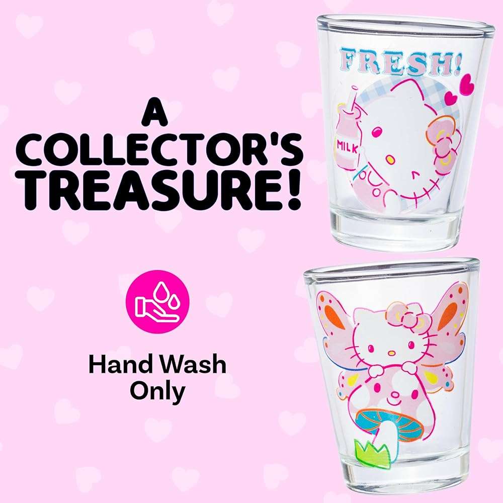 Silver Buffalo Sanrio Hello Kitty Spring Garden Flowers 4 Pack Mini Glass Set, 1.5 Ounces - Image 4