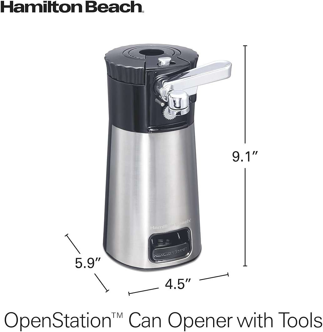 Hamilton Beach OpenStation Electric Automatic Can Opener for Kitchen with Multi Tool and Bottle and Jar Opening Tools, Auto Shutoff, Cord Storage, and Sure Cut Technology, Stainless Steel (76382) - Image 2