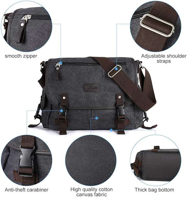 Messenger Bag Men,Waterproof Crossbody Bag,Satchel Shoulder Bag | Waterproof - Image 6