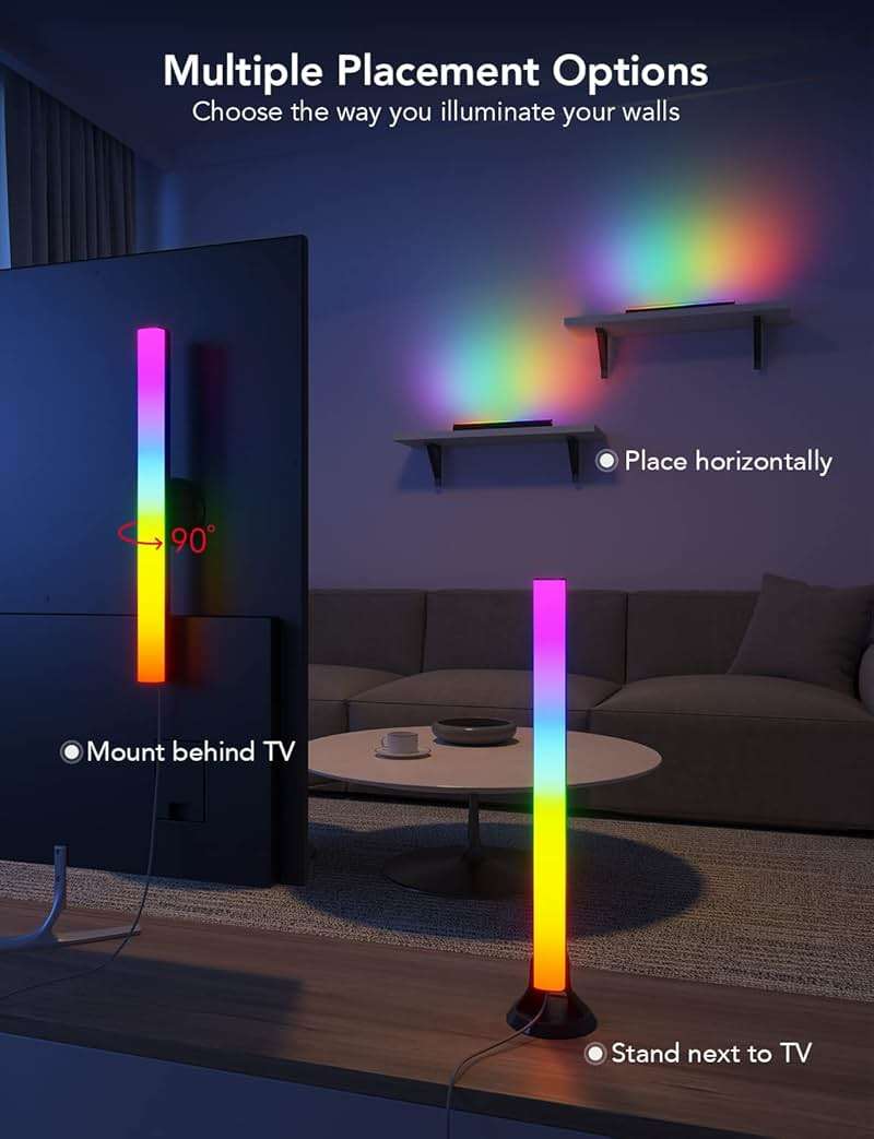 Govee RGBIC Light Bars, 15 Inches WiFi TV Backlight Suitable for 45-70 inch TVs, Smart Light Bars with Multiple Placement Options, Work with Alexa and Google Assistant, Black - Image 6