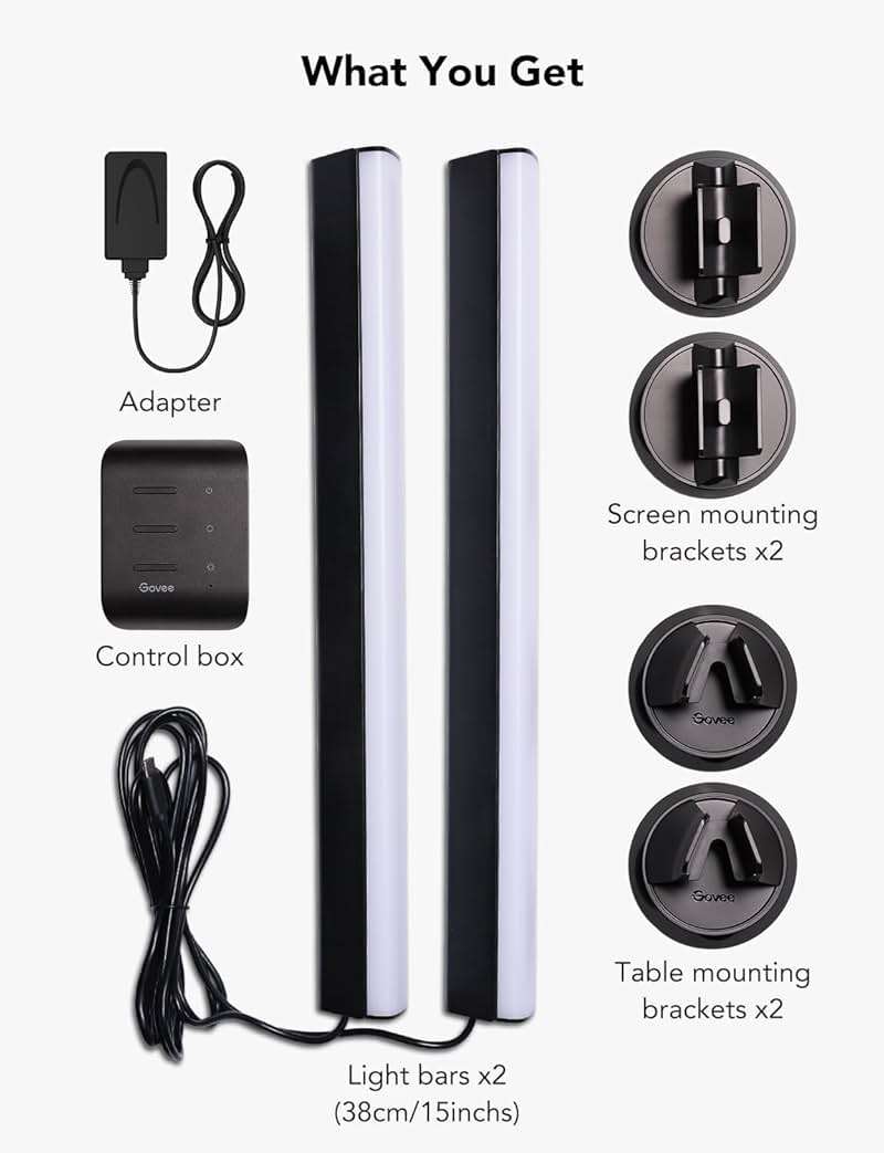 Govee RGBIC Light Bars, 15 Inches WiFi TV Backlight Suitable for 45-70 inch TVs, Smart Light Bars with Multiple Placement Options, Work with Alexa and Google Assistant, Black - Image 8