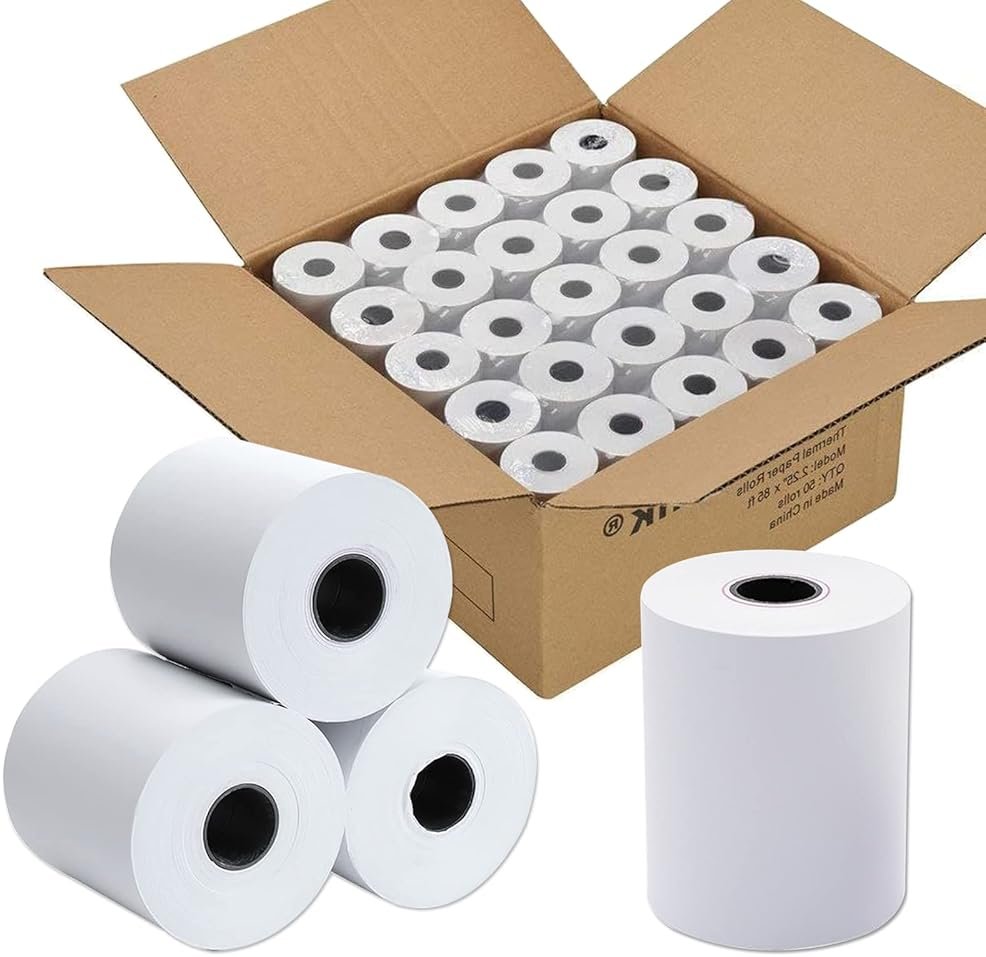 Immuson 2 1/4 x 50 Thermal Paper Receipt Rolls 2.25 x 50 ft Receipt Paper POS Cash Register Fits Credit Card Terminals Verifone (50 Rolls) - Product Image