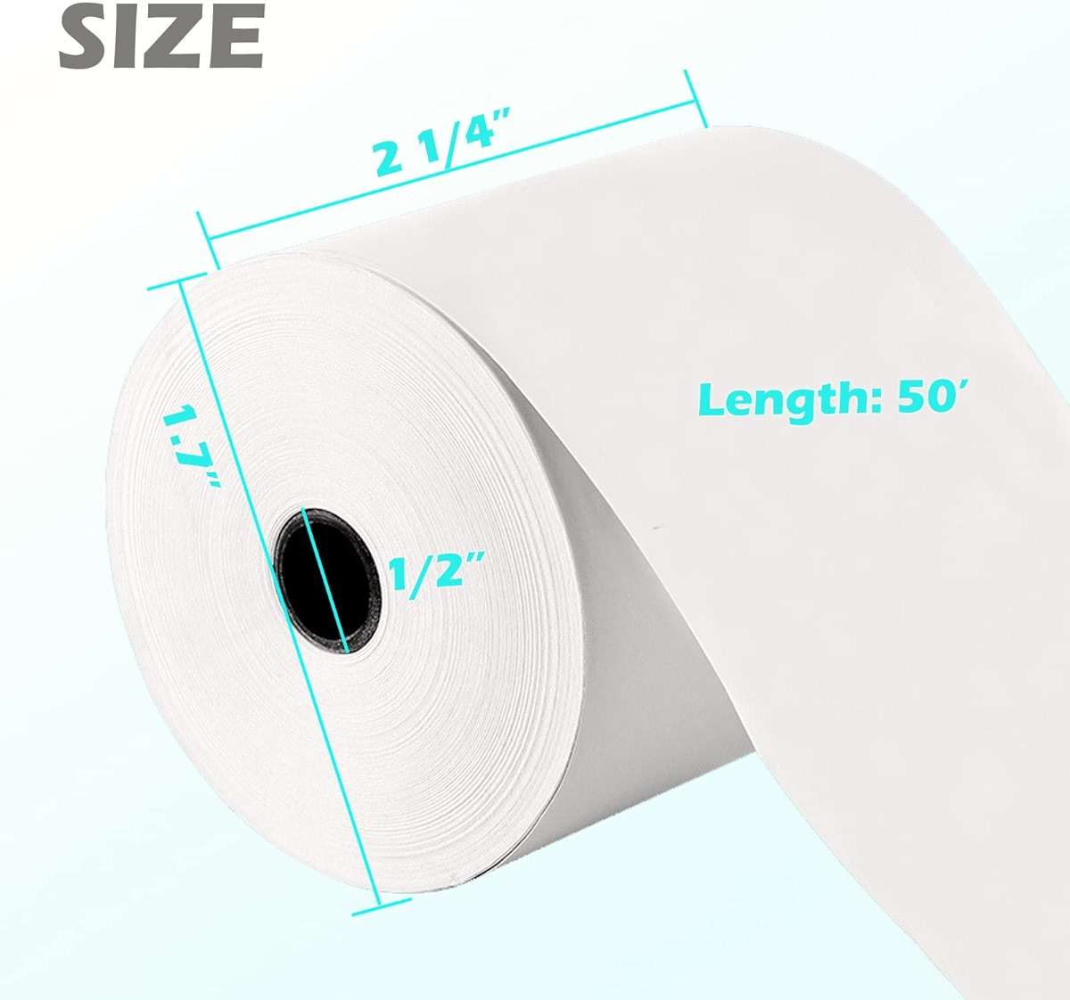 Immuson 2 1/4 x 50 Thermal Paper Receipt Rolls 2.25 x 50 ft Receipt Paper POS Cash Register Fits Credit Card Terminals Verifone (50 Rolls) - Image 3