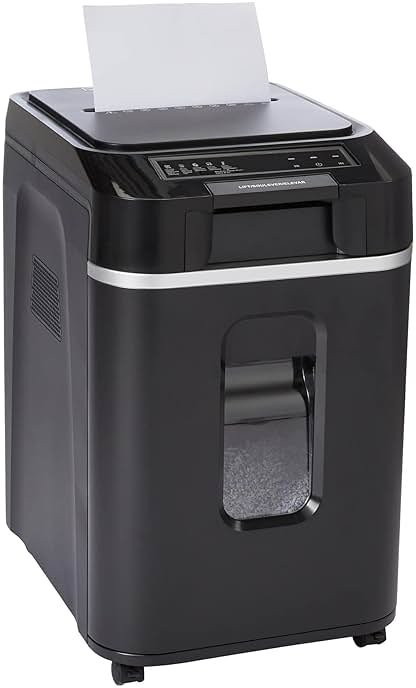 Amazon Basics 200-Sheet Auto Feed Micro Cut Paper Shredder with Pullout Basket, Black - NEW (Previously AmazonCommercial brand) - Product Image