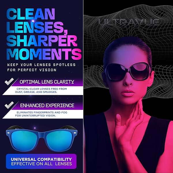 ULTRAVUE Eyeglass Gel Lens Cleaner Spray Kit - 2 x 8oz and 1 x 2oz Gel Eyeglasses Cleaner Spray Bottle + 2 Microfiber Cloth for Cleaning - Safe for All Lenses (AR Coated Included) - Image 3