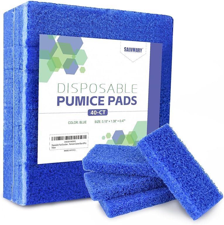 Disposable Foot Scrubber Sponge Pads Pedicure Pumice Stone for Feet Callus Remover Coarse Blue 40Pcs - Product Image
