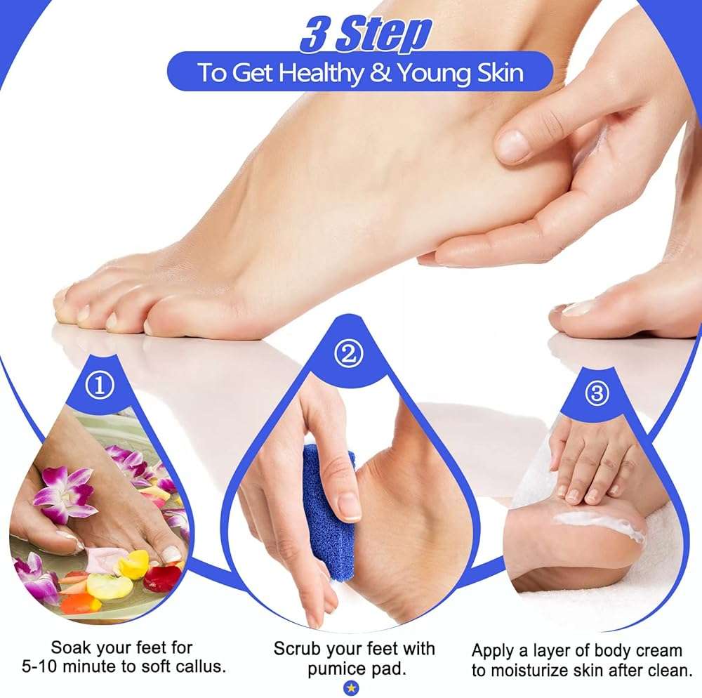Disposable Foot Scrubber Sponge Pads Pedicure Pumice Stone for Feet Callus Remover Coarse Blue 40Pcs - Image 3