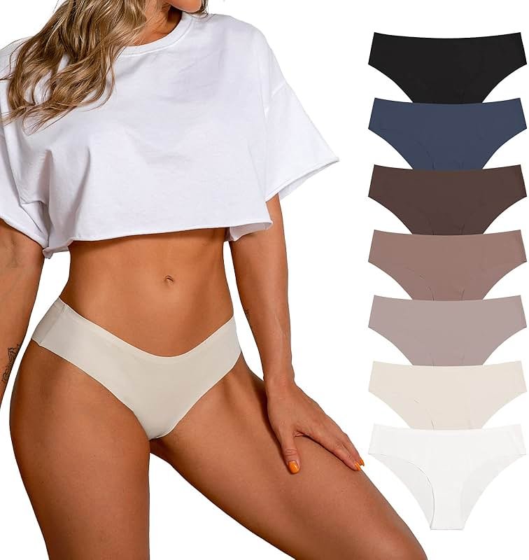 SHARICCA Women Seamless Cheeky Bikini No Show Panties Ladies Invisible Breathable Briefs Soft Stretch Underwear Multi Pack - Product Image