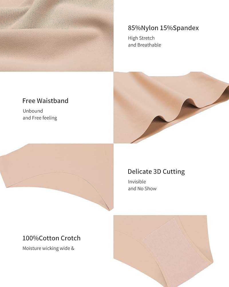 SHARICCA Women Seamless Cheeky Bikini No Show Panties Ladies Invisible Breathable Briefs Soft Stretch Underwear Multi Pack - Image 3