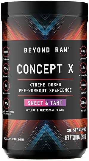 BEYOND RAW Concept X, Clinically Dosed Pre-Workout Powder, Contains Caffeine, L-Citrulline, Creatine, and Beta-Alanine, Sweet & Tart Flavor, 20 Servings - Image 1