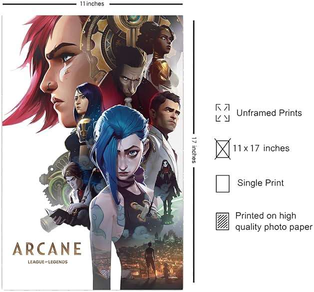 Christ-EZ Anime cartoon Arcane League of Legends Movie Poster Cool Wall Decor Art Print posters for room aesthetic - Matte Poster Frameless Gift 11 x 17 inch(28cm x 43cm) - Image 2