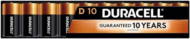 Duracell Coppertop D Batteries, 10 Count (1 Pack), D Battery with Long-Lasting Power, All-Purpose Alkaline Battery for Household and Office Devices - Image 1