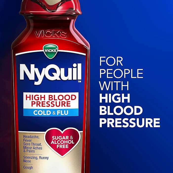 VICKS DayQuil & NyQuil High Blood Pressure Cold & Flu Relief Liquid Medicine Co-Pack, Powerful Multi-Symptom Daytime & Nighttime Relief for Cold, Cough, and Flu Symptoms, Sugar & Alcohol Free, 2x8oz - Image 3