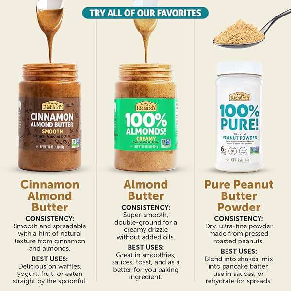 Crazy Richard's 100% All-Natural Vegan Creamy & Crunchy Peanuty Butter with No Added Sugar and Non-GMO Variety Pack (1 Pound, Pack of 2) - Image 5
